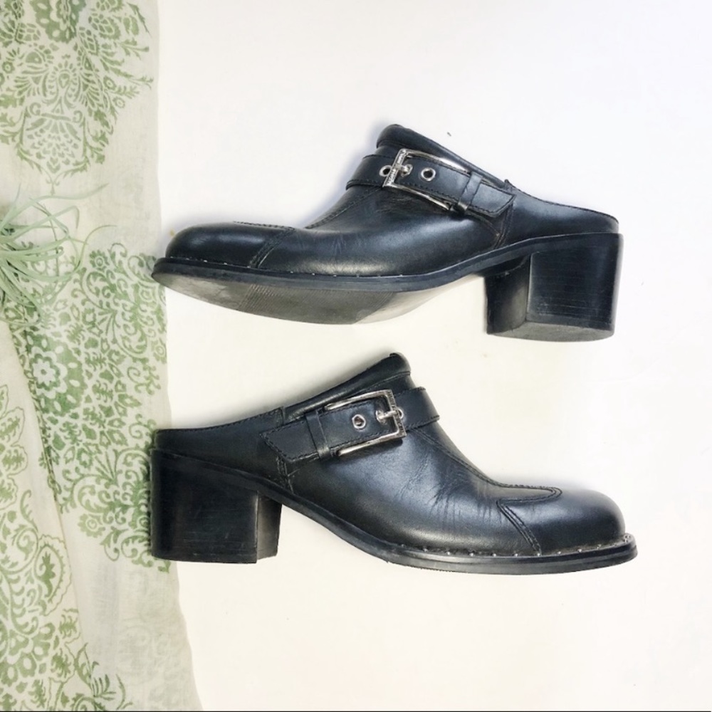 Harley Davidson Clogs Slip on Heel Studded Leather